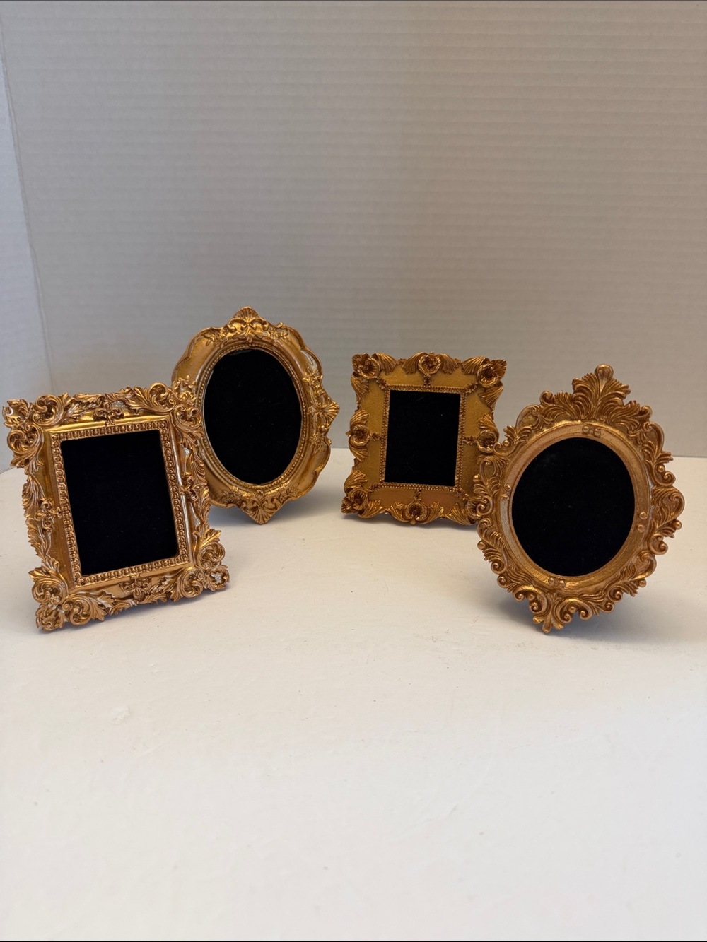 Jewelry Display Ornate Gold Frames Set of 4 approx 4” x 4” each